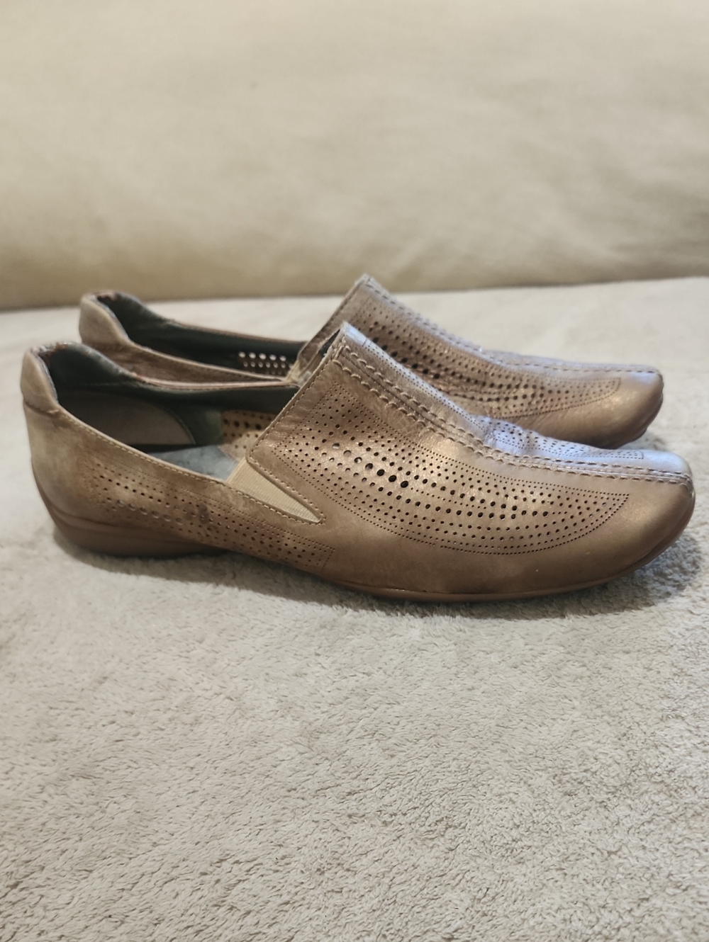Roberto Botticelli, Women's Perforated Slip-On Loafers in Brown Metalic